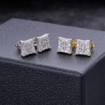 Square baguette sterling stud