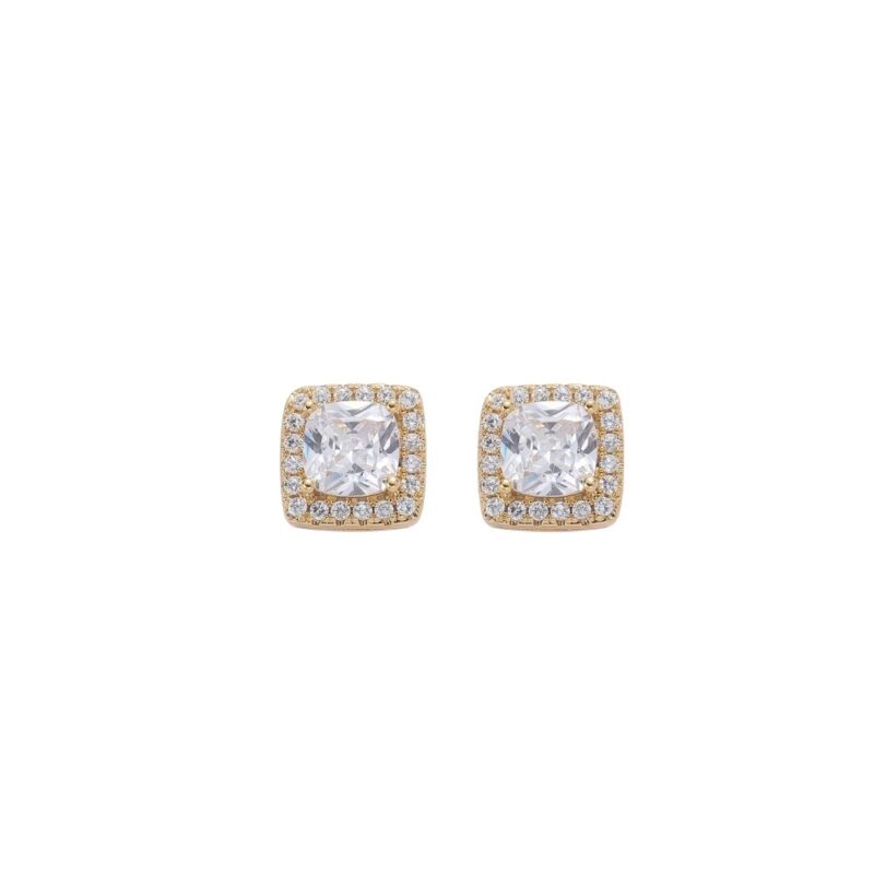CLEAR BAGUETTE STUD EARRING (GOLD)