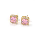 PINK BAGUETTE STUD EARRING (GOLD)