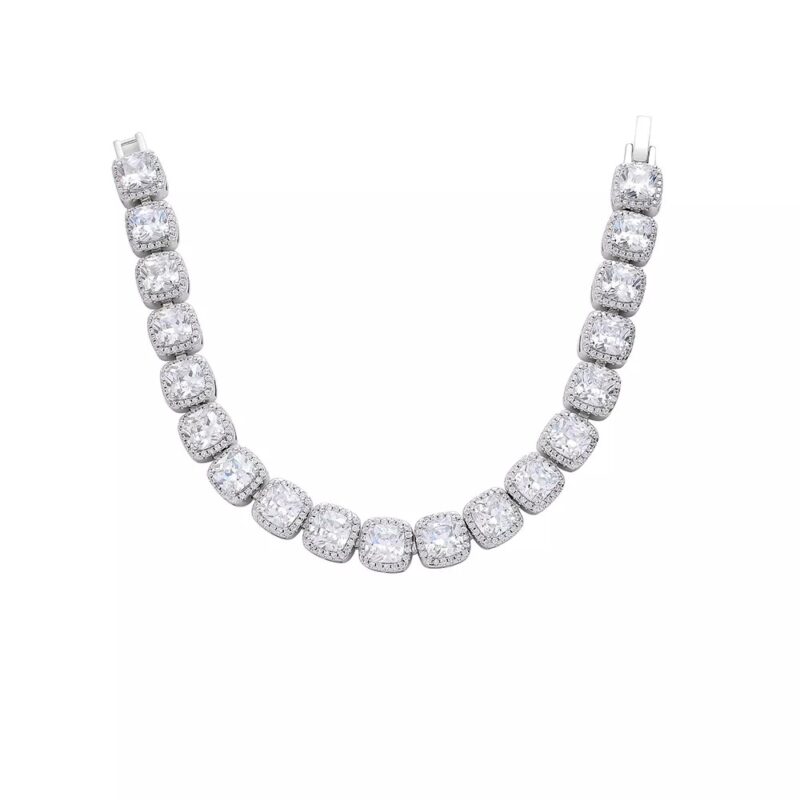 CLUSTERED SQUARE TENNIS BRACELET / SILVER