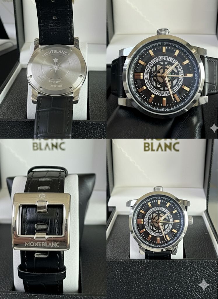 Experience unmatched sophistication with this authentic Montblanc watch, crafted for individuals who appreciate precision, luxury, and timeless design. Built with meticulous German craftsmanship, this remarkable timepiece features a sleek profile, premium materials, and a movement engineered for exceptional accuracy. The refined dial, elegant markers, and signature Montblanc detailing make it the perfect accessory for business, formal occasions, or everyday elegance. Whether you're adding to your collection or searching for the perfect gift, this Montblanc watch delivers enduring value and a powerful statement of class. Designed to last, it blends modern functionality with iconic luxury—making every moment feel extraordinary. Key Highlights Genuine Montblanc craftsmanship Premium durable materials Elegant, timeless design suitable for all occasions Precision movement for reliable performance Ideal gift for luxury watch enthusiasts Own a piece of luxury. Make every second count with Montblanc.