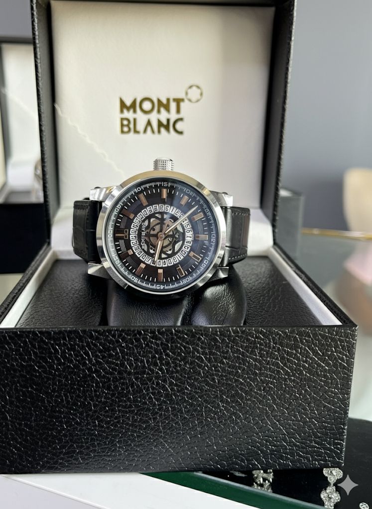 Experience unmatched sophistication with this authentic Montblanc watch, crafted for individuals who appreciate precision, luxury, and timeless design. Built with meticulous German craftsmanship, this remarkable timepiece features a sleek profile, premium materials, and a movement engineered for exceptional accuracy. The refined dial, elegant markers, and signature Montblanc detailing make it the perfect accessory for business, formal occasions, or everyday elegance. Whether you're adding to your collection or searching for the perfect gift, this Montblanc watch delivers enduring value and a powerful statement of class. Designed to last, it blends modern functionality with iconic luxury—making every moment feel extraordinary. Key Highlights Genuine Montblanc craftsmanship Premium durable materials Elegant, timeless design suitable for all occasions Precision movement for reliable performance Ideal gift for luxury watch enthusiasts Own a piece of luxury. Make every second count with Montblanc.
