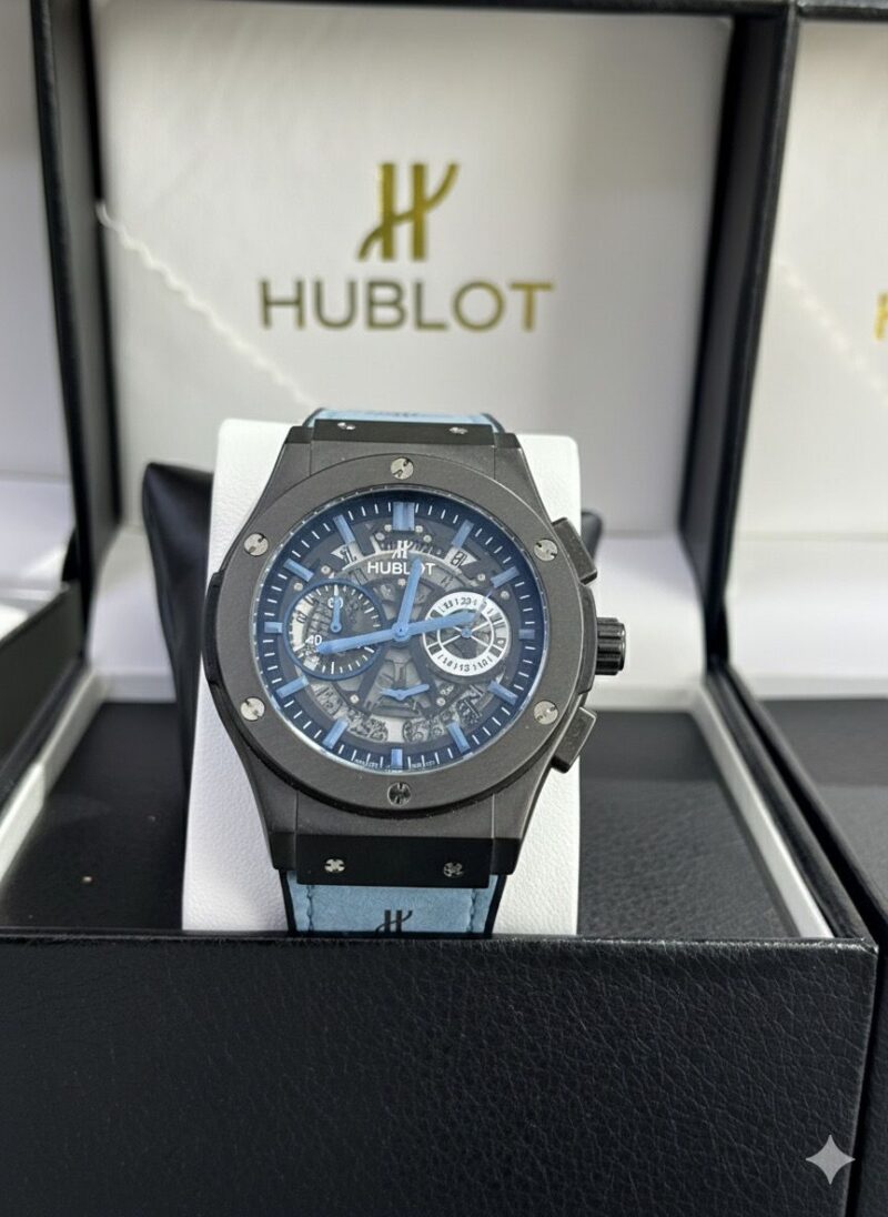 Iconic Hublot Design: Showcases the signature fusion of luxury craftsmanship and modern elegance. Premium Build Quality: Constructed with high-grade materials, ensuring durability, precision, and long-lasting performance. Swiss-Made Movement: Powered by reliable Swiss engineering for exceptional accuracy and smooth timekeeping. Comfortable & Refined: Designed with a balanced weight and a sleek profile for all-day comfort and sophistication. Timeless Luxury Appeal: A versatile statement piece that transitions effortlessly from business to casual style.