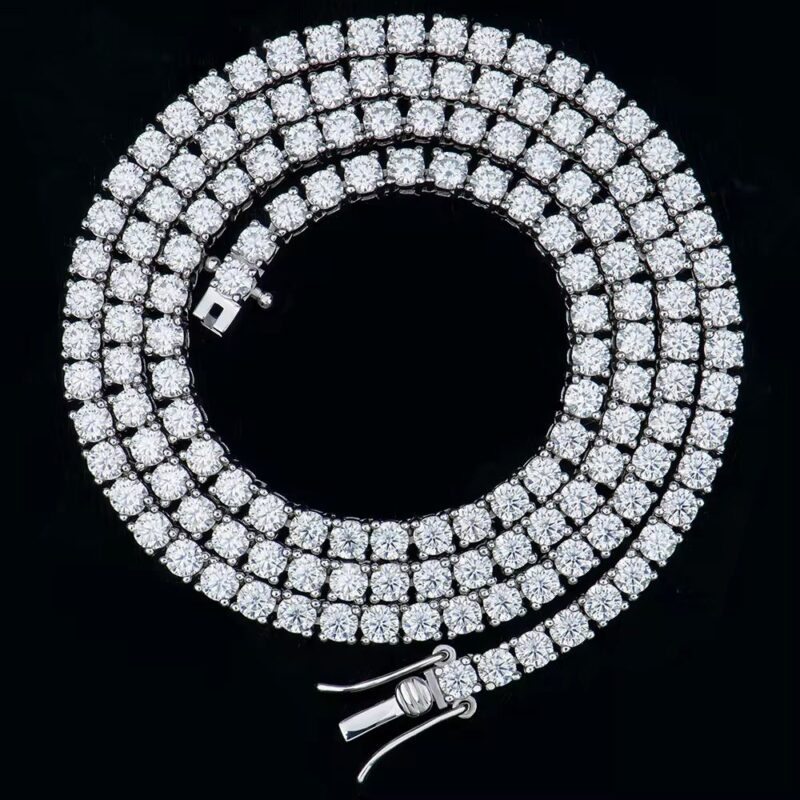 S925 Sterling Silver Moissanite Tennis Chain – Shop8th Jewelry Luxury S925 sterling silver tennis chain with premium moissanite stones, designed by Shop8th for maximum brilliance and timeless sophistication Shop8th S925 Moissanite Tennis Chain in sterling silver with brilliant moissanite stones