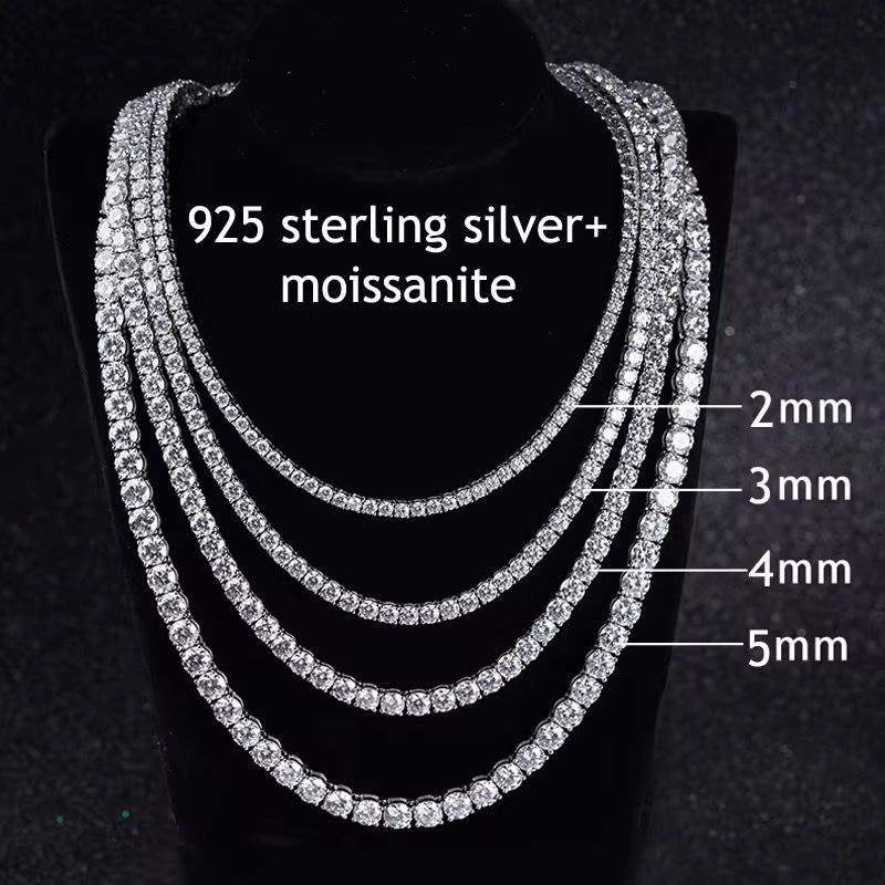 S925 Sterling Silver Moissanite Tennis Chain – Shop8th Jewelry Luxury S925 sterling silver tennis chain with premium moissanite stones, designed by Shop8th for maximum brilliance and timeless sophistication Shop8th S925 Moissanite Tennis Chain in sterling silver with brilliant moissanite stones